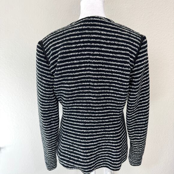 Theory Women Yasa Purpose Blazer Jacket Measures M Striped Zipper Textured Black - Picture 5 of 10